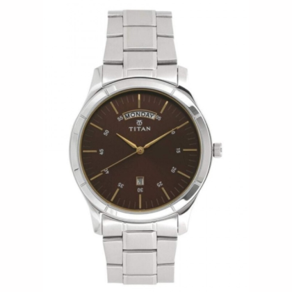 Titan Workwear 1767SM03 Brown Dial Stainless Steel Strap Quartz Men Watch